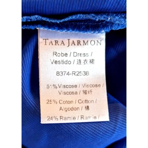Vintage Y2K TARA JARMON Cobalt Blue Shift Mini Dress Cut Out Back Size 40 - Picture 4 of 7